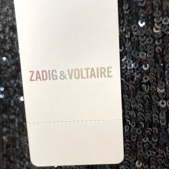 ZADIG & VOLTAIRE Black Beaded Sequins Long Sleeve Bell Wrist Nwt Size M - Picture 6 of 12